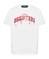 Dsquared2 Crew Neck Bloody Red T-shirt With Embossed Print In White