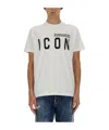 Dsquared2 White Crewneck T-shirt With Maxi Logo Print On The Front In Cotton Man In White