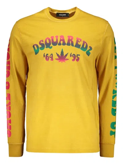 Dsquared2 Logo-print Cotton T-shirt In Yellow