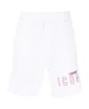 Dsquared2 Logo Print Cotton Track Shorts In White