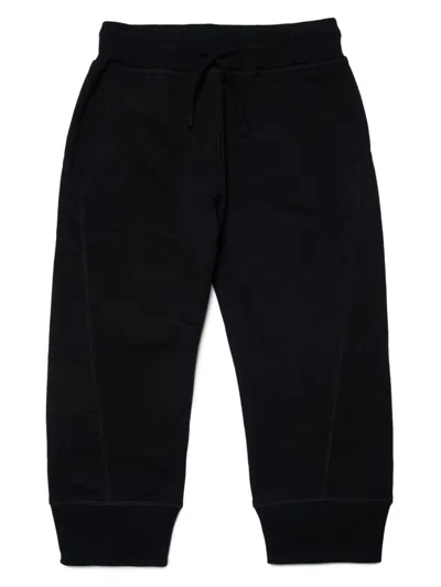 Dsquared2 Kids' Fleece Jogger Pants With Graphic Leaf Logo In Black