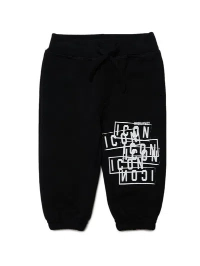 Dsquared2 Babies' Logo-print Cotton Track Trousers In Black
