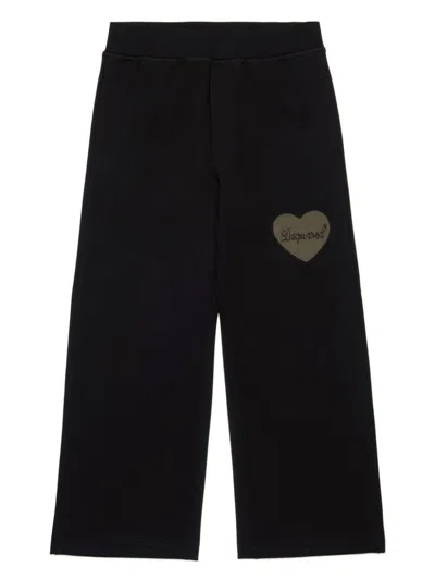 Dsquared2 Kids' Logo-print Cotton Trousers In Black