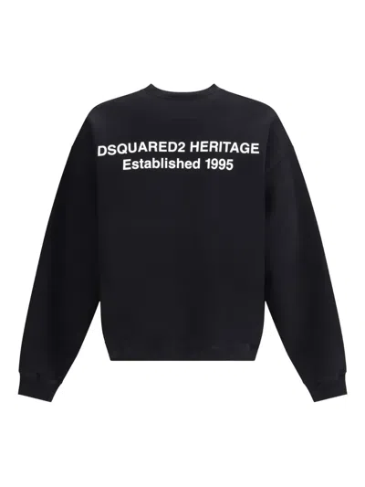 Dsquared2 Mens Black Heritage Text Print Relaxed-fit Cotton-jersey Hoody