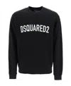 Dsquared2 Cotton Crewneck Sweater With Ribbed Hem In Black