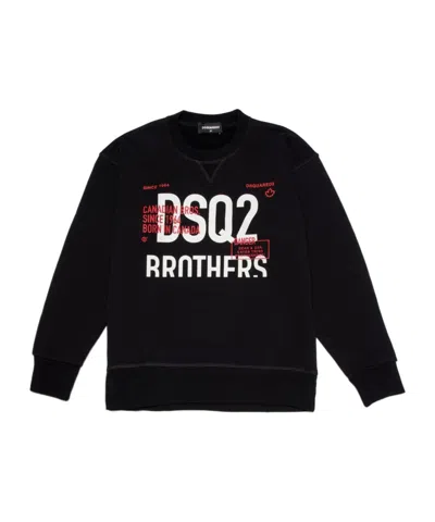 Dsquared2 Logo-print Crew Neck Sweatshirt In Black