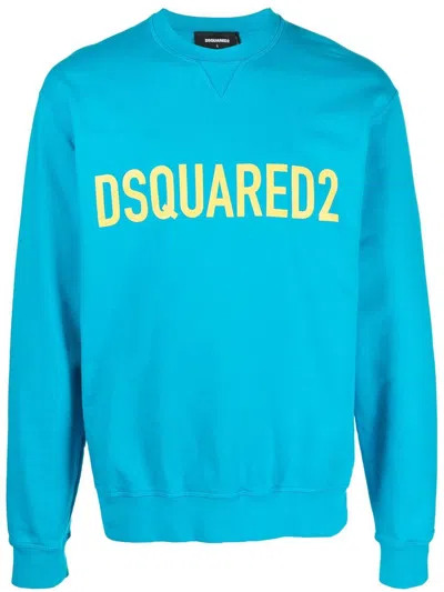 Dsquared2 Logo-print Crew-neck Sweatshirt In Blue