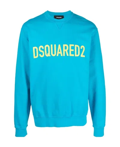 Dsquared2 Man Sweatshirt Azure Size M Cotton In Blue