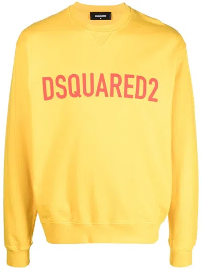 Dsquared2 Logo-print Crew-neck Sweatshirt In Yellow