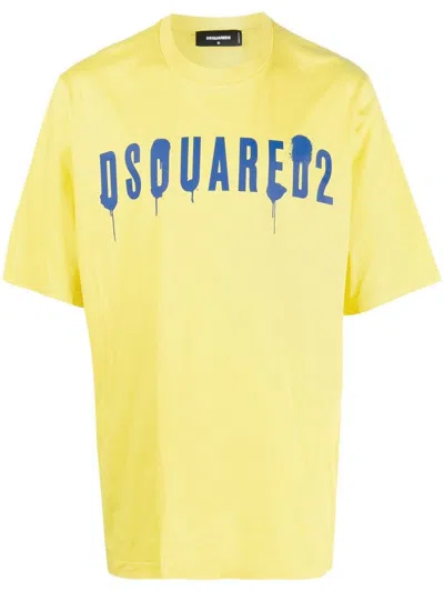 Dsquared2 Logo-print Crew-neck T-shirt In Gelb