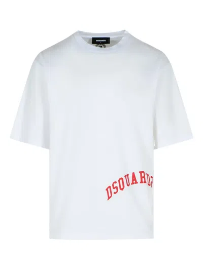 Dsquared2 Crew Neck Short Sleeve Cotton T-shirt In White