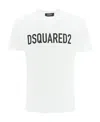 Dsquared2 Solid Color Cool Fit Crew-neck T-shirt With Printed Logo In White
