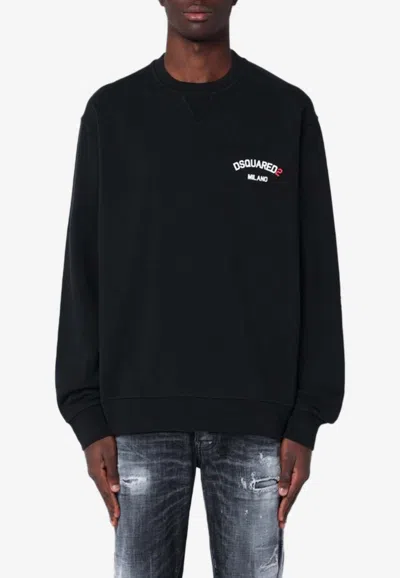 Dsquared2 Logo Print Crewneck Sweatshirt In Black