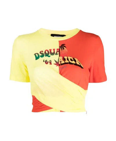 Dsquared2 Logo-print Crop Top In Nude