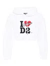 Dsquared2 Vaquera Gimy Dean Cropped Jersey Hoodie In White