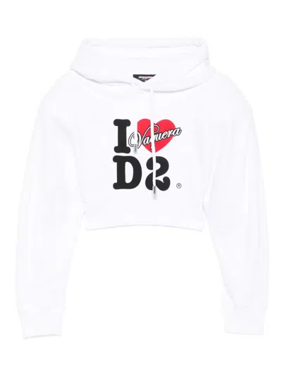 DSQUARED2 LOGO-PRINT CROPPED HOODIE