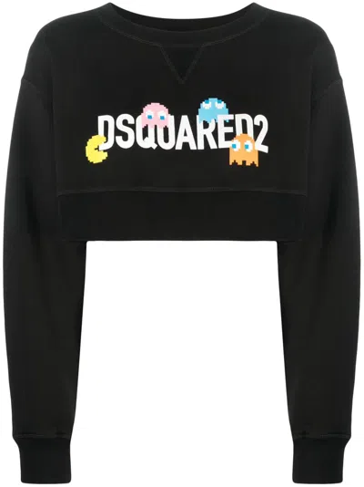 Dsquared2 Logo-print Cropped Sweartshirt In Black