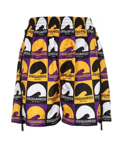 DSQUARED2 LOGO-PRINT DECK SHORTS
