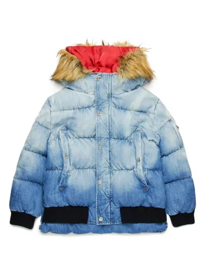 Dsquared2 Kids' Logo-print Denim Puffer Jacket In Blue