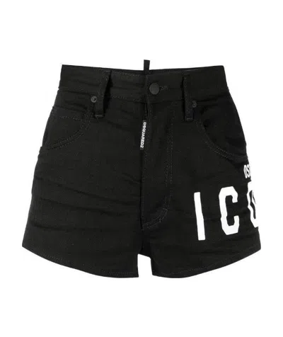 Dsquared2 Denim Shorts In Black