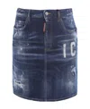 Dsquared2 Logo-print Denim Skirt In Blue
