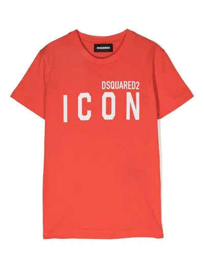 Dsquared2 Kids' Logo-print Detail T-shirt In Orange
