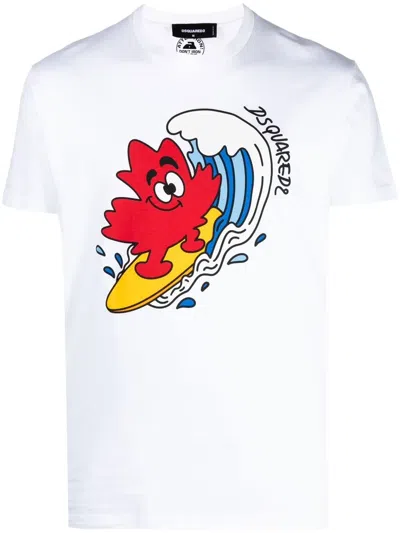 Dsquared2 Logo-print Detail T-shirt In Weiss