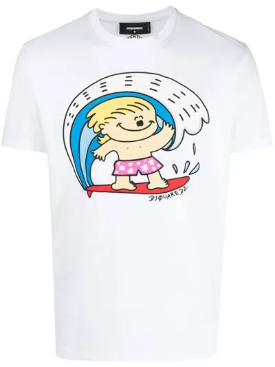 Dsquared2 Logo-print Detail T-shirt In Weiss