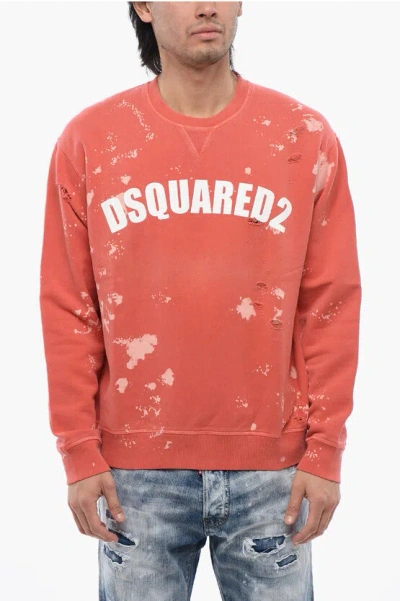 Dsquared2 Man Sweatshirt Coral Size Xxl Cotton In Red