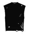 Dsquared2 Logo-print Distressed Knitted Vest In Black