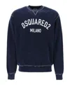 Dsquared2 Distressed Effect Cool Fit Brushed Cotton Crewneck Sweater In Black