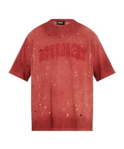 DSQUARED2 DSQUARED2 DISTRESSED LOGO PRINTED T-SHIRT