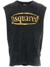 DSQUARED2 LOGO-PRINT DISTRESSED TANK TOP