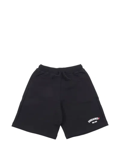 Dsquared2 Kids' Logo-print Drawstring Shorts In Black