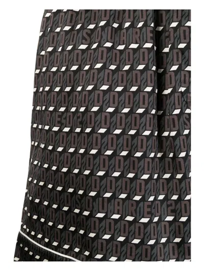 Dsquared2 Logo-print Drawstring Swim Shorts In Brown