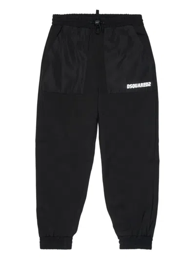 Dsquared2 Kids' Logo-print Drawstring Trousers In Black