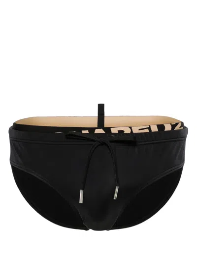 Dsquared2 Logo-print Drawstring-waist Swimming Trunks In Black