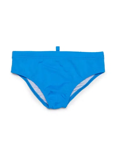 Dsquared2 Kids' Logo-print Elasticated-waistband Trunks In Blue