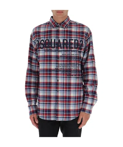 Dsquared2 Logo-print Flannel Shirt In Multicolor