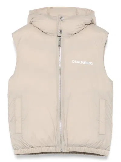 Dsquared2 Kids' Logo-print Gilet In Neutrals