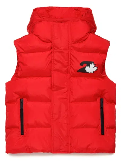 Dsquared2 Kids' Logo-print Gilet In Red