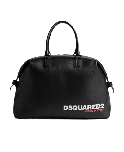 Dsquared2 Logo-print Grained Tote Bag In Black
