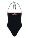 Dsquared2 Logo-print Halterneck Swimsuit In Black