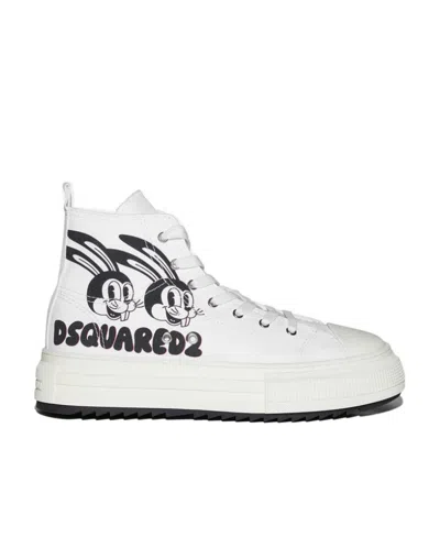 DSQUARED2 LOGO-PRINT HIGH-TOP SNEAKERS