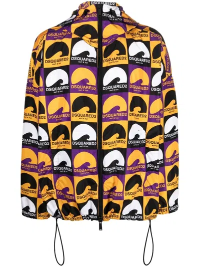 DSQUARED2 LOGO-PRINT HOODED JACKET