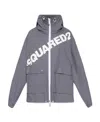 Dsquared2 Logo Hooded Windbreaker Men In Gray