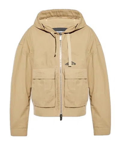 Dsquared2 Logo-print Hooded Jacket In Nude