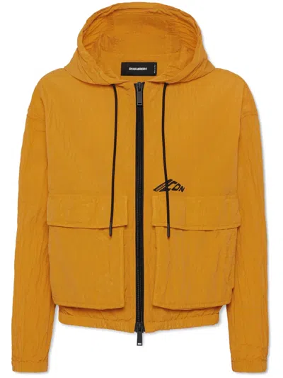 Dsquared2 Logo-print Hooded Jacket In Yellow