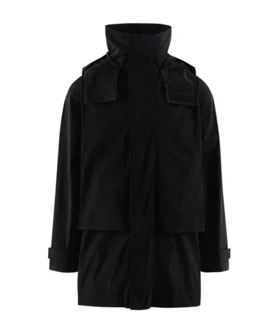 Dsquared2 Logo-print Hooded Mid-length Coat In Black