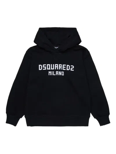Dsquared2 Kids' Logo-print Hooded Sweatshirt In Black